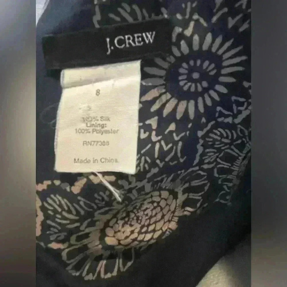 J. Crew silk navy floral dress size 8 - Picture 6 of 9